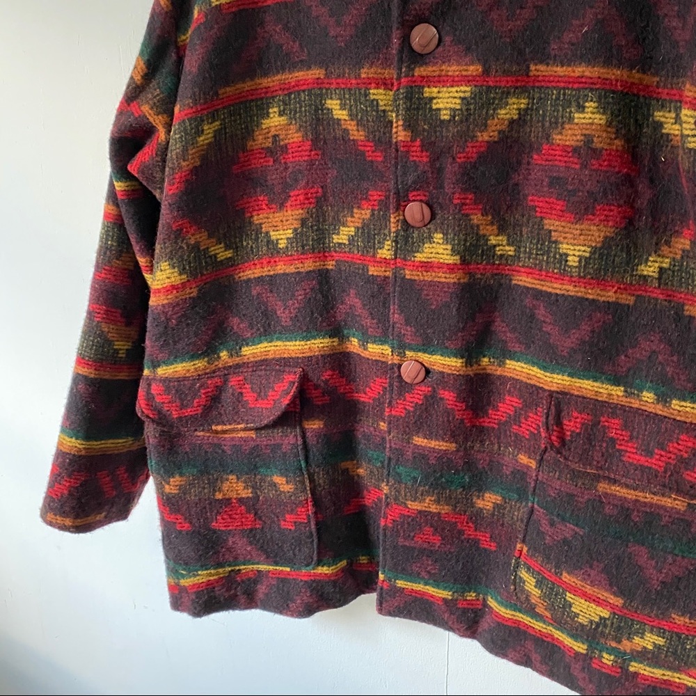 Vintage Aztec Print Coat Quilted Lined Jacket Mens - Picture 3 of 7